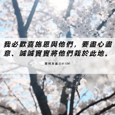 Picture 06 - 耶 利 米 書 32:41 CUVT - 我 必 歡 喜 施 恩 與 他 們 ， 要 盡 - Bible Verse Picture