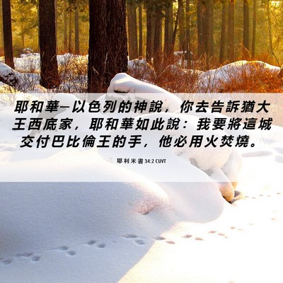 Picture 06 - 耶 利 米 書 34:2 CUVT - 耶 和 華 ─ 以 色 列 的 神 說 ， 你 - Bible Verse Picture