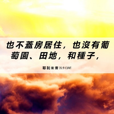 Picture 06 - 耶 利 米 書 35:9 CUVT - 也 不 蓋 房 居 住 ， 也 沒 有 葡 萄 - Bible Verse Picture