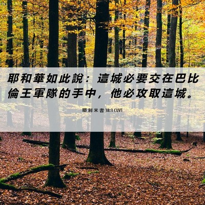 Picture 06 - 耶 利 米 書 38:3 CUVT - 耶 和 華 如 此 說 ： 這 城 必 要 交 - Bible Verse Picture