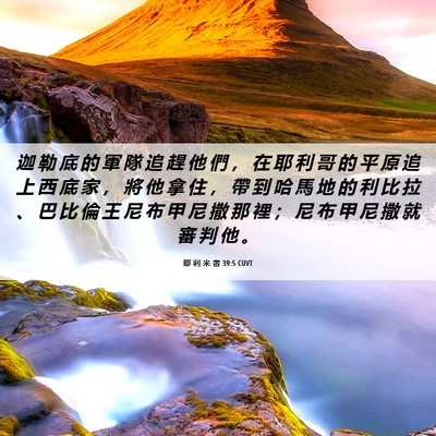 Picture 06 - 耶 利 米 書 39:5 CUVT - 迦 勒 底 的 軍 隊 追 趕 他 們 ， 在 - Bible Verse Picture
