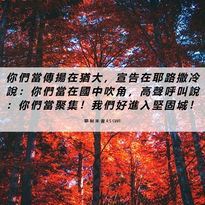 Picture 06 - 耶 利 米 書 4:5 CUVT - 你 們 當 傳 揚 在 猶 大 ， 宣 告 在 - Bible Verse Picture