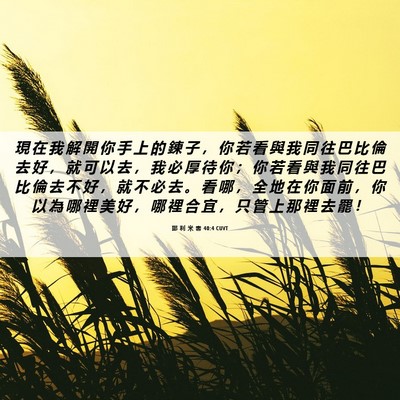 Picture 06 - 耶 利 米 書 40:4 CUVT - 現 在 我 解 開 你 手 上 的 鍊 子 ， - Bible Verse Picture