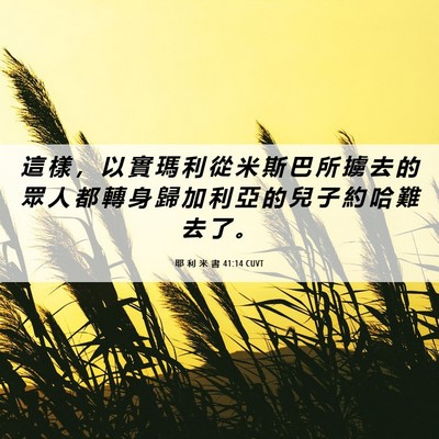 Picture 06 - 耶 利 米 書 41:14 CUVT - 這 樣 ， 以 實 瑪 利 從 米 斯 巴 所 - Bible Verse Picture