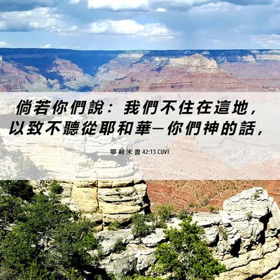 Picture 06 - 耶 利 米 書 42:13 CUVT - 倘 若 你 們 說 ： 我 們 不 住 在 這 - Bible Verse Picture