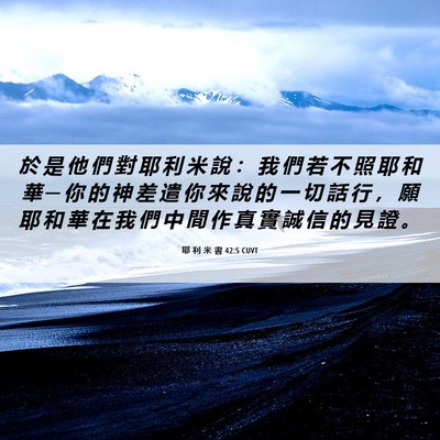 Picture 06 - 耶 利 米 書 42:5 CUVT - 於 是 他 們 對 耶 利 米 說 ： 我 們 - Bible Verse Picture