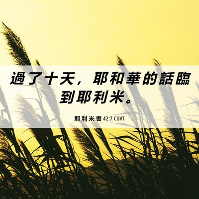 Picture 06 - 耶 利 米 書 42:7 CUVT - 過 了 十 天 ， 耶 和 華 的 話 臨 到 - Bible Verse Picture