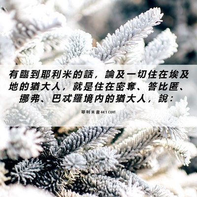 Picture 06 - 耶 利 米 書 44:1 CUVT - 有 臨 到 耶 利 米 的 話 ， 論 及 一 - Bible Verse Picture