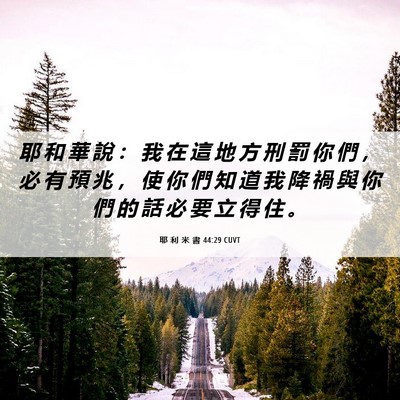 Picture 06 - 耶 利 米 書 44:29 CUVT - 耶 和 華 說 ： 我 在 這 地 方 刑 罰 - Bible Verse Picture