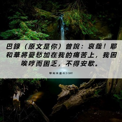 Picture 06 - 耶 利 米 書 45:3 CUVT - 巴 錄 （ 原 文 是 你 ） 曾 說 ： 哀 - Bible Verse Picture