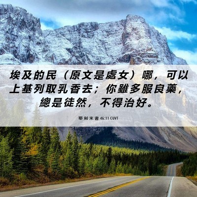 Picture 06 - 耶 利 米 書 46:11 CUVT - 埃 及 的 民 （ 原 文 是 處 女 ） 哪 - Bible Verse Picture