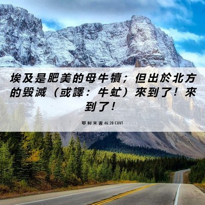 Picture 06 - 耶 利 米 書 46:20 CUVT - 埃 及 是 肥 美 的 母 牛 犢 ； 但 出 - Bible Verse Picture