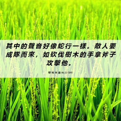 Picture 06 - 耶 利 米 書 46:22 CUVT - 其 中 的 聲 音 好 像 蛇 行 一 樣 。 - Bible Verse Picture