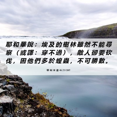 Picture 06 - 耶 利 米 書 46:23 CUVT - 耶 和 華 說 ： 埃 及 的 樹 林 雖 然 - Bible Verse Picture