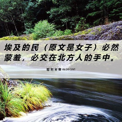 Picture 06 - 耶 利 米 書 46:24 CUVT - 埃 及 的 民 （ 原 文 是 女 子 ） 必 - Bible Verse Picture