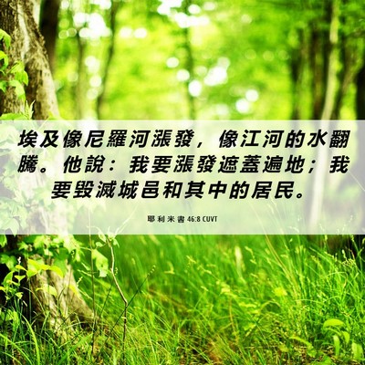 Picture 06 - 耶 利 米 書 46:8 CUVT - 埃 及 像 尼 羅 河 漲 發 ， 像 江 河 - Bible Verse Picture