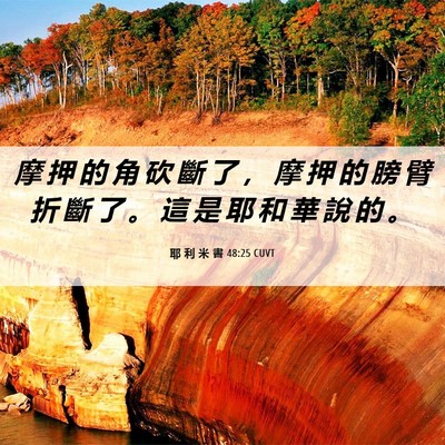 Picture 06 - 耶 利 米 書 48:25 CUVT - 摩 押 的 角 砍 斷 了 ， 摩 押 的 膀 - Bible Verse Picture