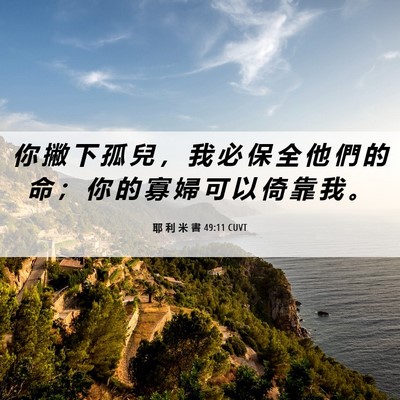 Picture 06 - 耶 利 米 書 49:11 CUVT - 你 撇 下 孤 兒 ， 我 必 保 全 他 們 - Bible Verse Picture