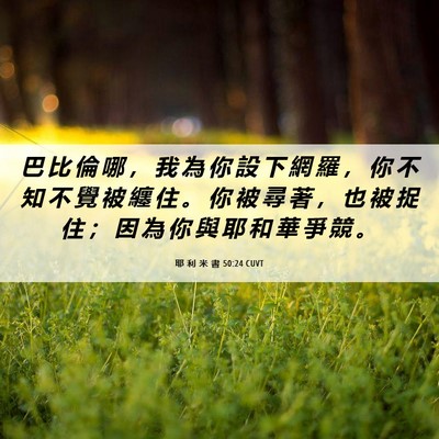 Picture 06 - 耶 利 米 書 50:24 CUVT - 巴 比 倫 哪 ， 我 為 你 設 下 網 羅 - Bible Verse Picture