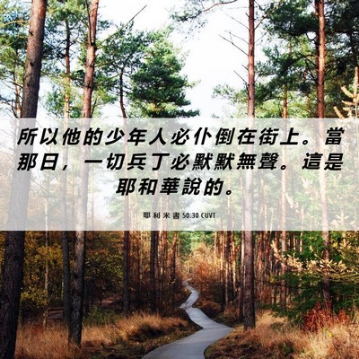 Picture 06 - 耶 利 米 書 50:30 CUVT - 所 以 他 的 少 年 人 必 仆 倒 在 街 - Bible Verse Picture