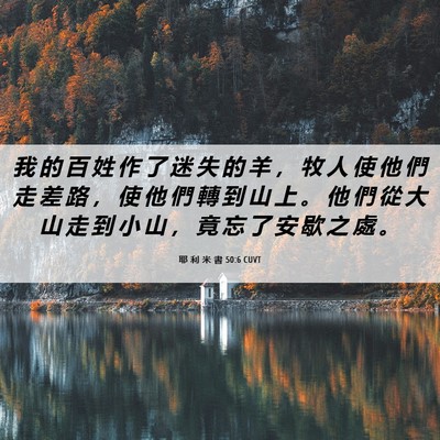Picture 06 - 耶 利 米 書 50:6 CUVT - 我 的 百 姓 作 了 迷 失 的 羊 ， 牧 - Bible Verse Picture