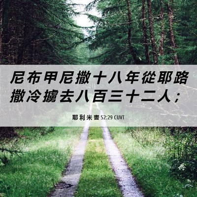 Picture 06 - 耶 利 米 書 52:29 CUVT - 尼 布 甲 尼 撒 十 八 年 從 耶 路 撒 - Bible Verse Picture