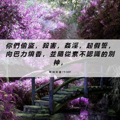 Picture 06 - 耶 利 米 書 7:9 CUVT - 你 們 偷 盜 ， 殺 害 ， 姦 淫 ， 起 - Bible Verse Picture