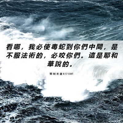 Picture 06 - 耶 利 米 書 8:17 CUVT - 看 哪 ， 我 必 使 毒 蛇 到 你 們 中 - Bible Verse Picture