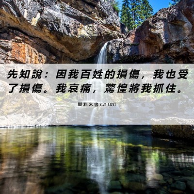 Picture 06 - 耶 利 米 書 8:21 CUVT - 先 知 說 ： 因 我 百 姓 的 損 傷 ， - Bible Verse Picture