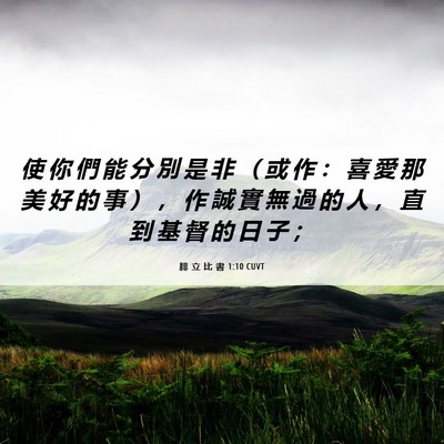 Picture 06 - 腓 立 比 書 1:10 CUVT - 使 你 們 能 分 別 是 非 （ 或 作 ： - Bible Verse Picture