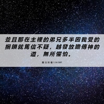 Picture 06 - 腓 立 比 書 1:14 CUVT - 並 且 那 在 主 裡 的 弟 兄 多 半 因 - Bible Verse Picture