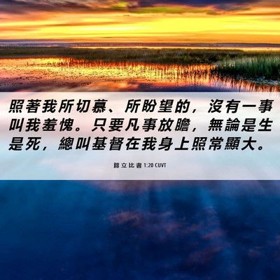 Picture 06 - 腓 立 比 書 1:20 CUVT - 照 著 我 所 切 慕 、 所 盼 望 的 ， - Bible Verse Picture