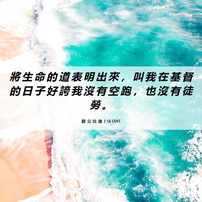 Picture 06 - 腓 立 比 書 2:16 CUVT - 將 生 命 的 道 表 明 出 來 ， 叫 我 - Bible Verse Picture
