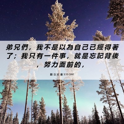 Picture 06 - 腓 立 比 書 3:13 CUVT - 弟 兄 們 ， 我 不 是 以 為 自 己 已 - Bible Verse Picture