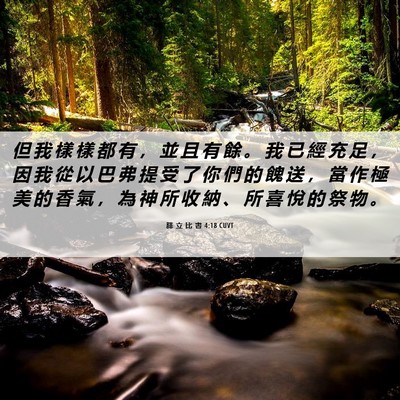 Picture 06 - 腓 立 比 書 4:18 CUVT - 但 我 樣 樣 都 有 ， 並 且 有 餘 。 - Bible Verse Picture