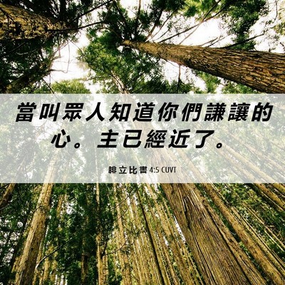 Picture 06 - 腓 立 比 書 4:5 CUVT - 當 叫 眾 人 知 道 你 們 謙 讓 的 心 - Bible Verse Picture
