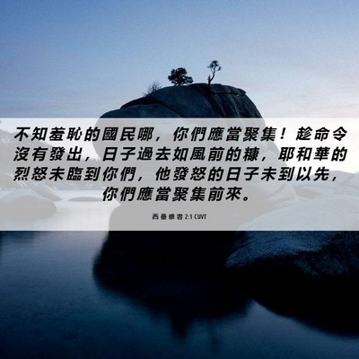 Picture 06 - 西 番 雅 書 2:1 CUVT - 不 知 羞 恥 的 國 民 哪 ， 你 們 應 - Bible Verse Picture