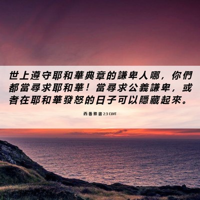 Picture 06 - 西 番 雅 書 2:3 CUVT - 世 上 遵 守 耶 和 華 典 章 的 謙 卑 - Bible Verse Picture