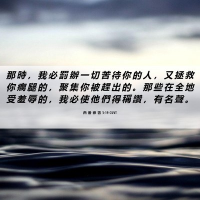 Picture 06 - 西 番 雅 書 3:19 CUVT - 那 時 ， 我 必 罰 辦 一 切 苦 待 你 - Bible Verse Picture