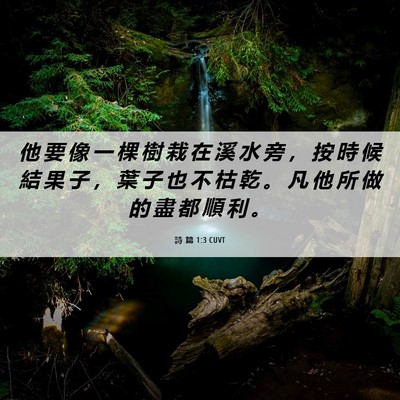 Picture 06 - 詩 篇 1:3 CUVT - 他 要 像 一 棵 樹 栽 在 溪 水 旁 ， - Bible Verse Picture