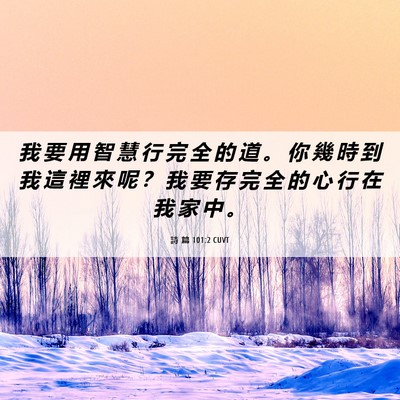 Picture 06 - 詩 篇 101:2 CUVT - 我 要 用 智 慧 行 完 全 的 道 。 你 - Bible Verse Picture