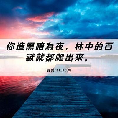 Picture 06 - 詩 篇 104:20 CUVT - 你 造 黑 暗 為 夜 ， 林 中 的 百 獸 - Bible Verse Picture
