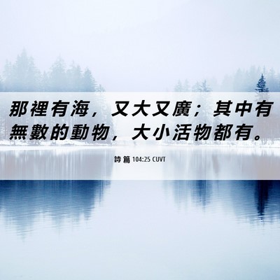 Picture 06 - 詩 篇 104:25 CUVT - 那 裡 有 海 ， 又 大 又 廣 ； 其 中 - Bible Verse Picture