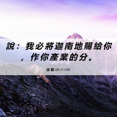 Picture 06 - 詩 篇 105:11 CUVT - 說 ： 我 必 將 迦 南 地 賜 給 你 ， - Bible Verse Picture