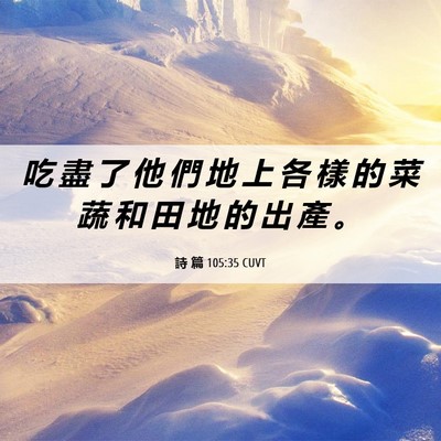 Picture 06 - 詩 篇 105:35 CUVT - 吃 盡 了 他 們 地 上 各 樣 的 菜 蔬 - Bible Verse Picture