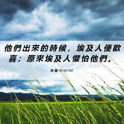 Picture 06 - 詩 篇 105:38 CUVT - 他 們 出 來 的 時 候 ， 埃 及 人 便 - Bible Verse Picture
