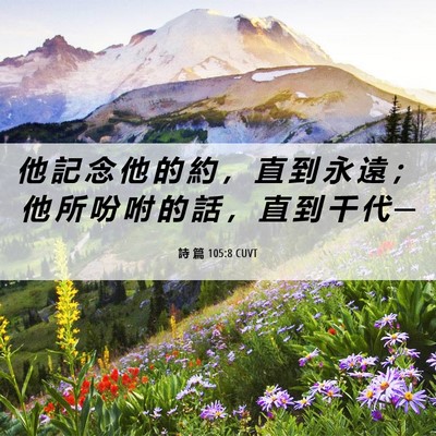 Picture 06 - 詩 篇 105:8 CUVT - 他 記 念 他 的 約 ， 直 到 永 遠 ； - Bible Verse Picture