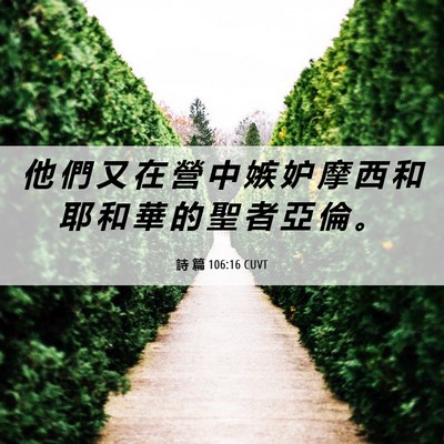 Picture 06 - 詩 篇 106:16 CUVT - 他 們 又 在 營 中 嫉 妒 摩 西 和 耶 - Bible Verse Picture