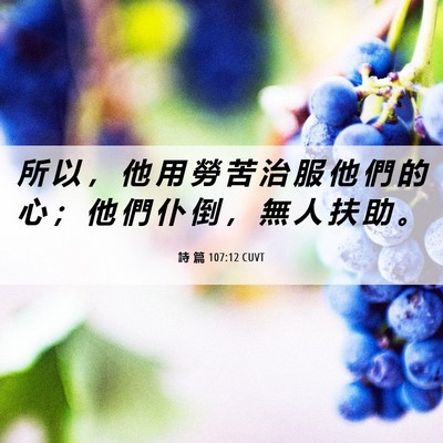 Picture 06 - 詩 篇 107:12 CUVT - 所 以 ， 他 用 勞 苦 治 服 他 們 的 - Bible Verse Picture