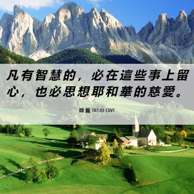 Picture 06 - 詩 篇 107:43 CUVT - 凡 有 智 慧 的 ， 必 在 這 些 事 上 - Bible Verse Picture